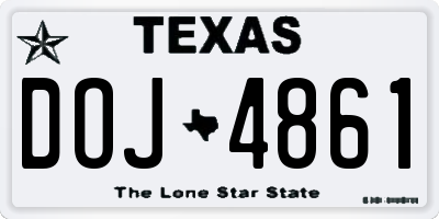 TX license plate DOJ4861