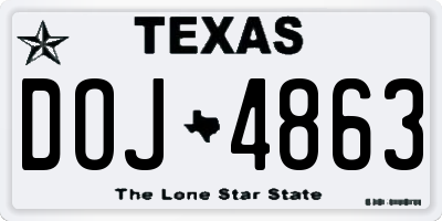 TX license plate DOJ4863