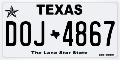 TX license plate DOJ4867