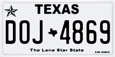 TX license plate DOJ4869