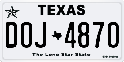 TX license plate DOJ4870