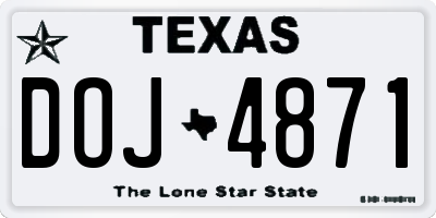TX license plate DOJ4871