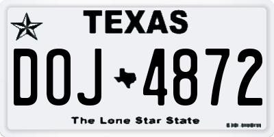 TX license plate DOJ4872
