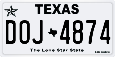TX license plate DOJ4874