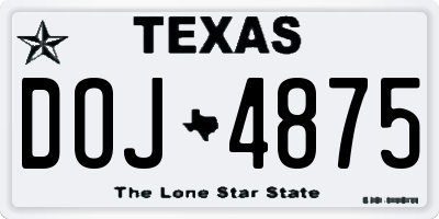 TX license plate DOJ4875