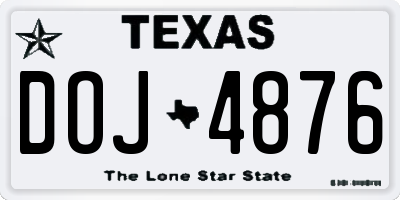 TX license plate DOJ4876