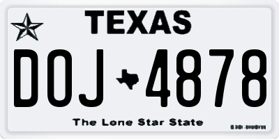 TX license plate DOJ4878