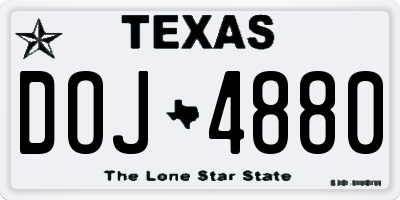 TX license plate DOJ4880