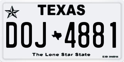 TX license plate DOJ4881