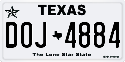 TX license plate DOJ4884