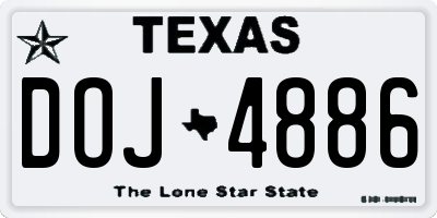TX license plate DOJ4886