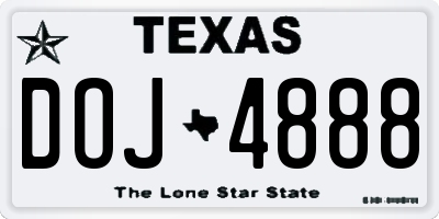 TX license plate DOJ4888