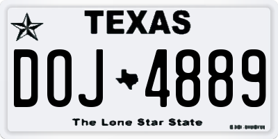 TX license plate DOJ4889