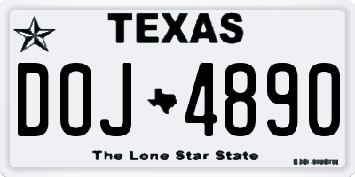TX license plate DOJ4890