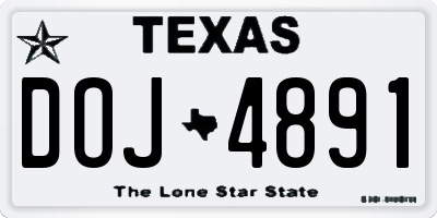 TX license plate DOJ4891