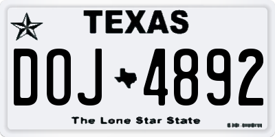 TX license plate DOJ4892