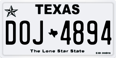 TX license plate DOJ4894