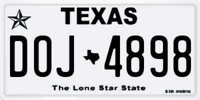 TX license plate DOJ4898