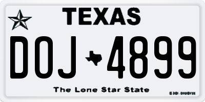 TX license plate DOJ4899