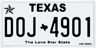 TX license plate DOJ4901