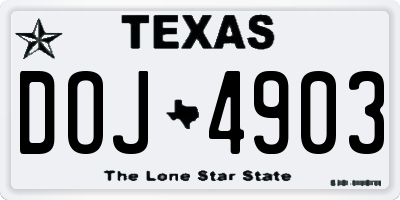 TX license plate DOJ4903