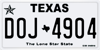 TX license plate DOJ4904