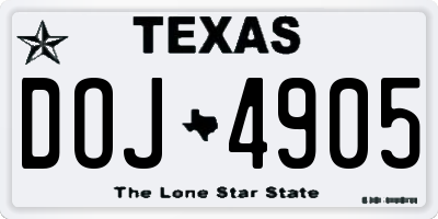 TX license plate DOJ4905