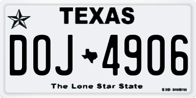 TX license plate DOJ4906
