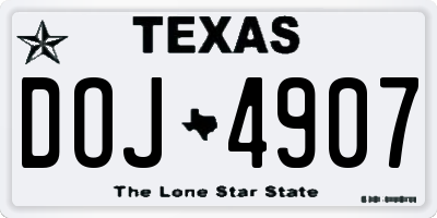TX license plate DOJ4907