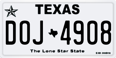 TX license plate DOJ4908