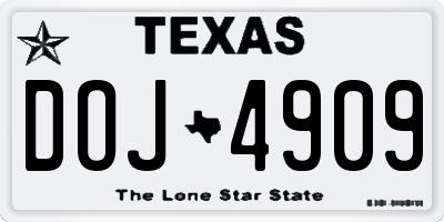 TX license plate DOJ4909