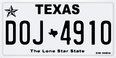 TX license plate DOJ4910