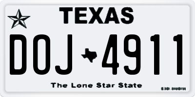 TX license plate DOJ4911