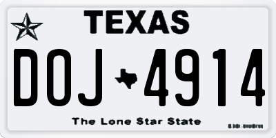 TX license plate DOJ4914