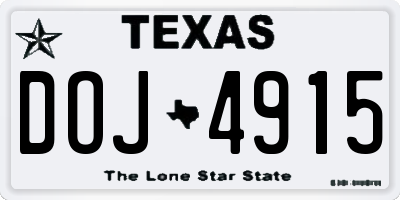 TX license plate DOJ4915