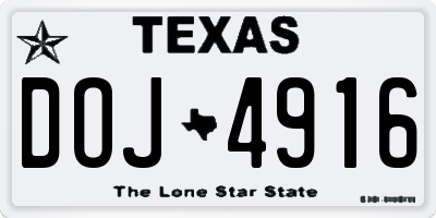 TX license plate DOJ4916