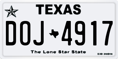 TX license plate DOJ4917