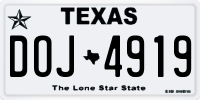 TX license plate DOJ4919