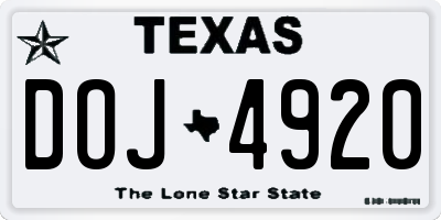 TX license plate DOJ4920
