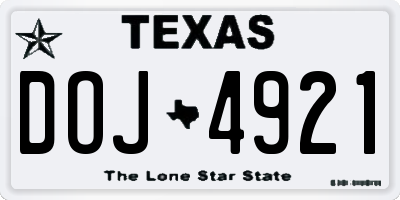 TX license plate DOJ4921