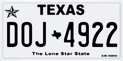 TX license plate DOJ4922