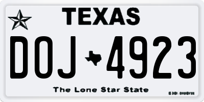 TX license plate DOJ4923