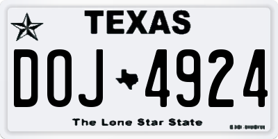 TX license plate DOJ4924