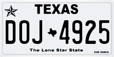 TX license plate DOJ4925