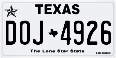 TX license plate DOJ4926