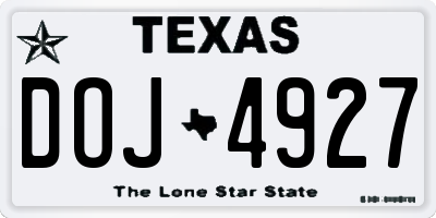 TX license plate DOJ4927