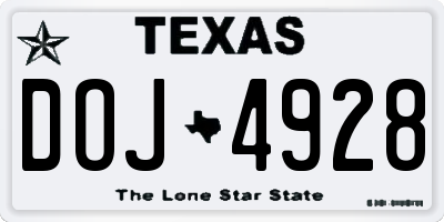TX license plate DOJ4928
