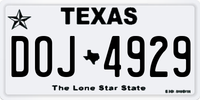 TX license plate DOJ4929