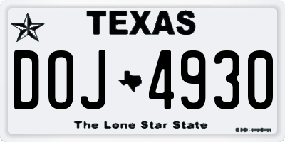 TX license plate DOJ4930