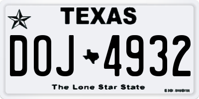 TX license plate DOJ4932